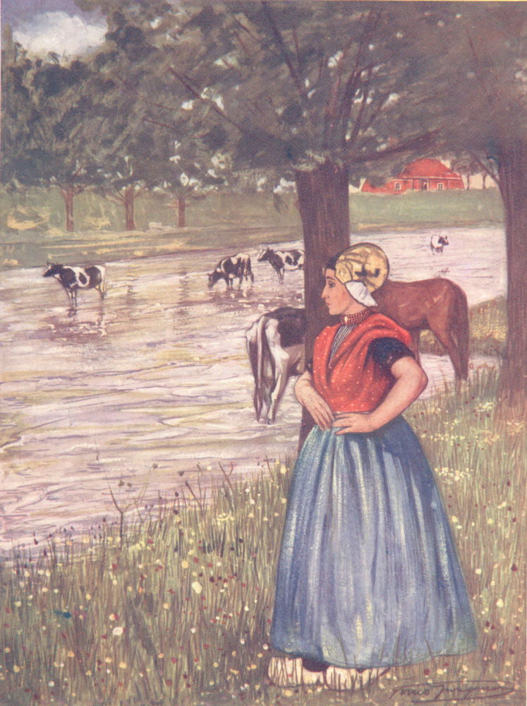 NETHERLANDS. Zeeland. A peasant girl of Goes 1904 old antique print picture